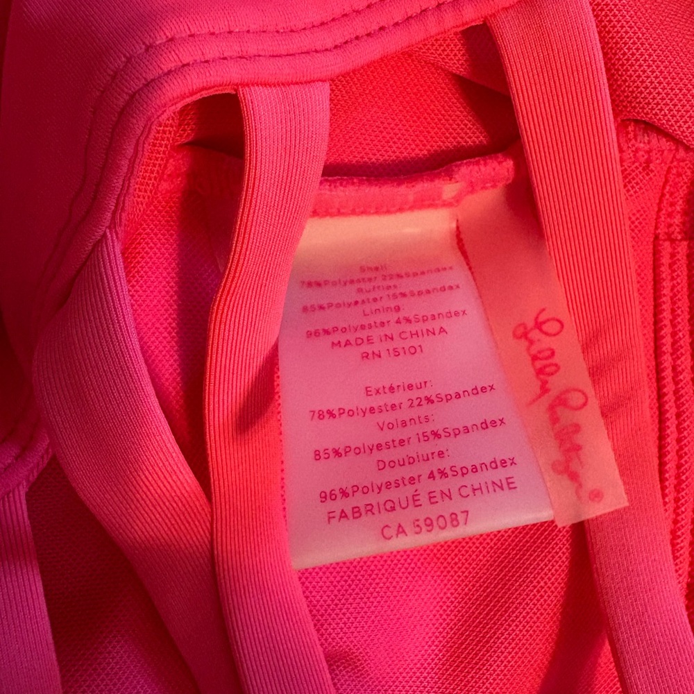 Pink One-Piece Swimsuit with Ruffles - Picture 3 of 4